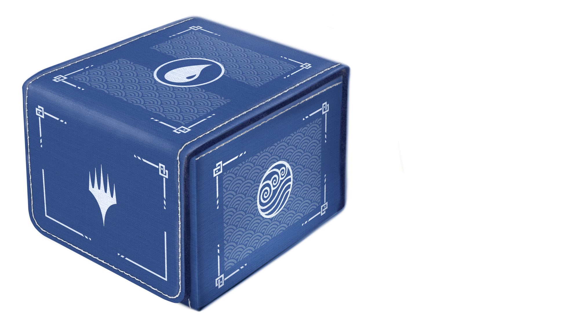 Domaru Deck Box: Magic the Gathering: Avatar The Last Airbender - Water - Blue rectangular deck box with white water element and Magic the Gathering symbols, decorative borders.