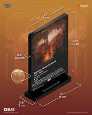 Magic: The Gathering - Kavaron, Memorial World Slab Standee - Black rectangular acrylic standee featuring detailed fantasy artwork with fiery, molten landscape and dark tones, titled.