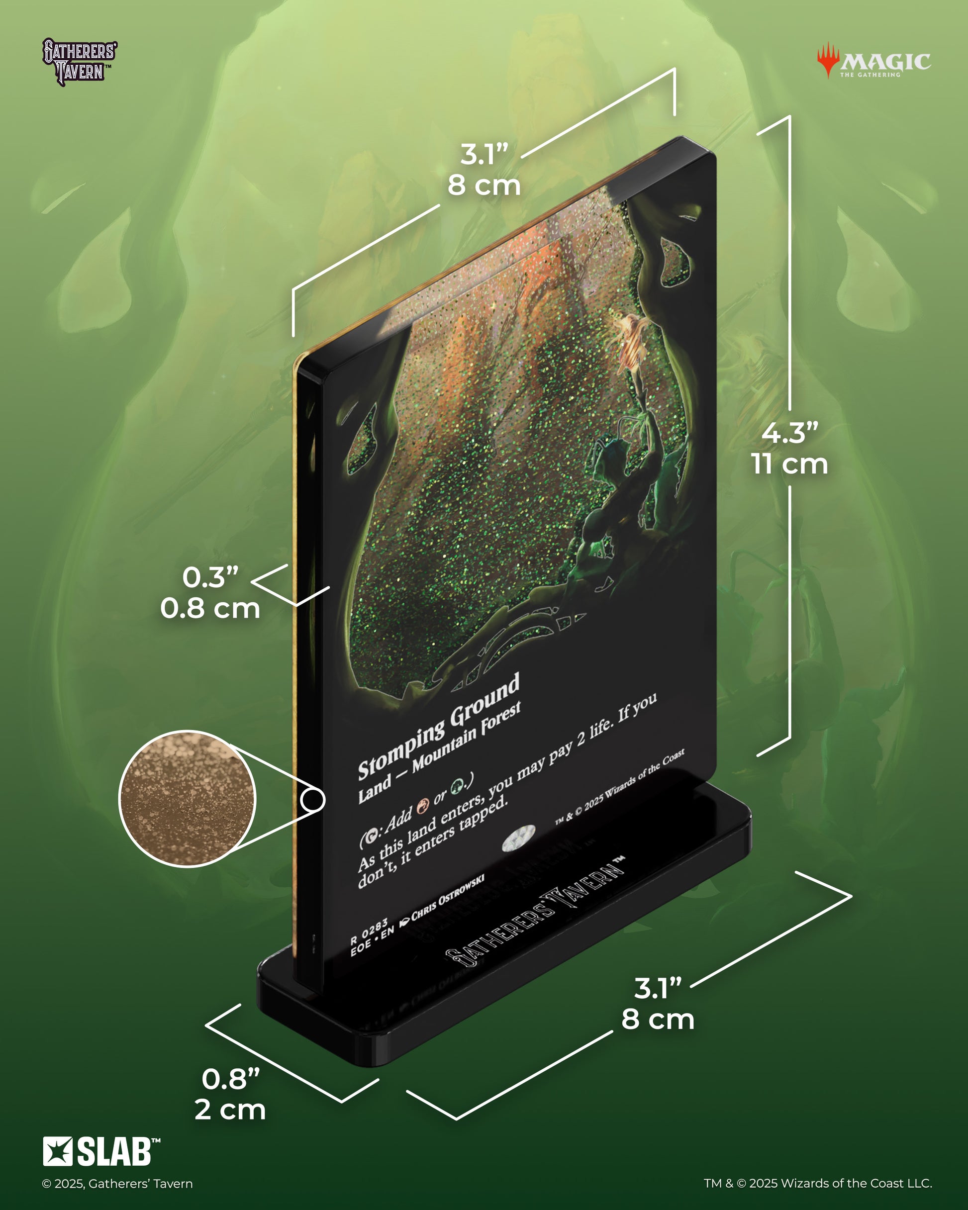 Magic: The Gathering - Stomping Ground Slab Standee - The Gathering card artwork with green, brown, and orange fantasy landscape details.