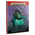Warhammer - Age of Sigmar - Nighthaunt Battletome - Warhammer Age of Sigmar Nighthaunt Battletome with ghostly wraith figure in green and black on a purple background.