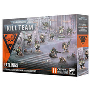 Warhammer 40,000 - Kill Team - Ratlings - Warhammer 40,000 Kill Team Ratlings set with 11 painted miniature rat-like soldiers in green armor holding various rifles on