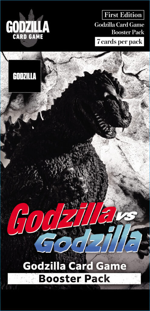 Godzilla Card Game: Godzilla vs. Godzilla: Booster Pack - Godzilla Card Game booster pack with black, white, and red design featuring Godzilla silhouette.