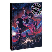 High School Cthulhu: Corebook (PREORDER) - Dark fantasy book cover featuring five illustrated characters against a stormy sky over a lit school building at night.