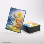 Gamegenic Premium Art Sleeves: Lorwyn Eclipsed - Celestial Reunion - Glossy card sleeves featuring vibrant fantasy artwork of intertwined celestial creatures in blue, yellow, and orange tones.