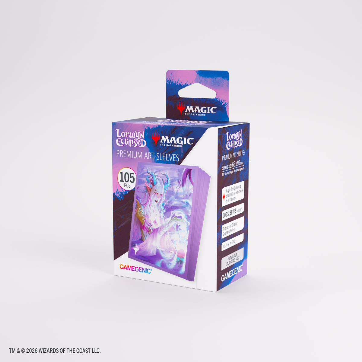 Gamegenic Premium Art Sleeves: Lorwyn Eclipsed - Twilight Diviner - Pack of 105 matte-finish card sleeves with purple and white fantasy artwork of a mystical figure on front.