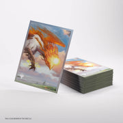 Gamegenic Premium Art Sleeves: Lorwyn Eclipsed - Eirdu, Carrier of Dawn - Magic card sleeve featuring fiery bird with orange and yellow flames against a cloudy sky background.