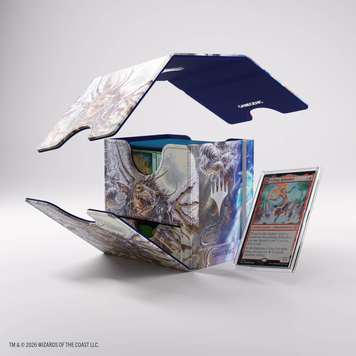 Gamegenic Sidekick PRO 100+ XL: Lorwyn Eclipsed - Ashling, the Limitless/Auntie Ool, Cursewretch - Gamegenic Sidekick PRO 100+ XL deck box with Lorwyn Eclipsed artwork, featuring fantasy characters Ashling and Auntie Ool,.