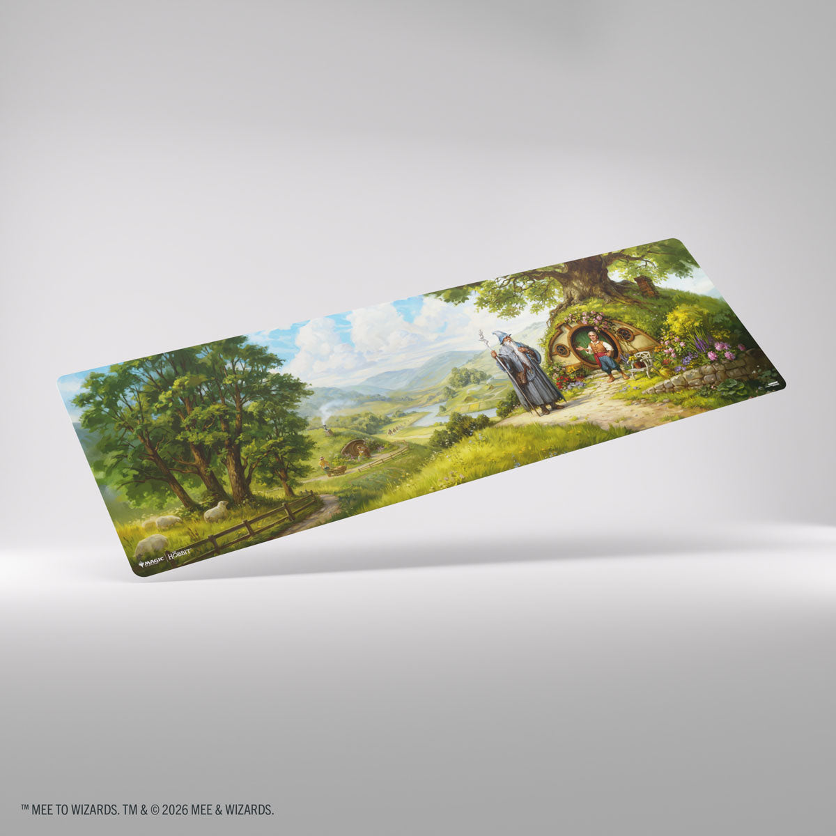 Gamegenic- Magic: The Gathering | The Hobbit Prime Table-sized Playmat 8ft - The Fateful Encounter - 8ft rectangular gaming playmat with vibrant Hobbit-themed landscape featuring lush green trees, rolling hills, and.