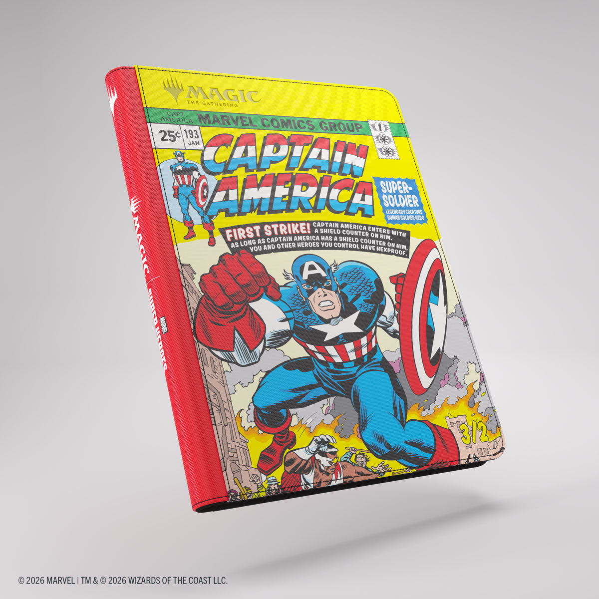 Gamegenic 18-Pocket Zip-Up Album: Marvel Super Heroes - Captain America/Black Panther - Zip-up card album with vibrant Captain America comic cover art and red spine, designed for 18 pockets.
