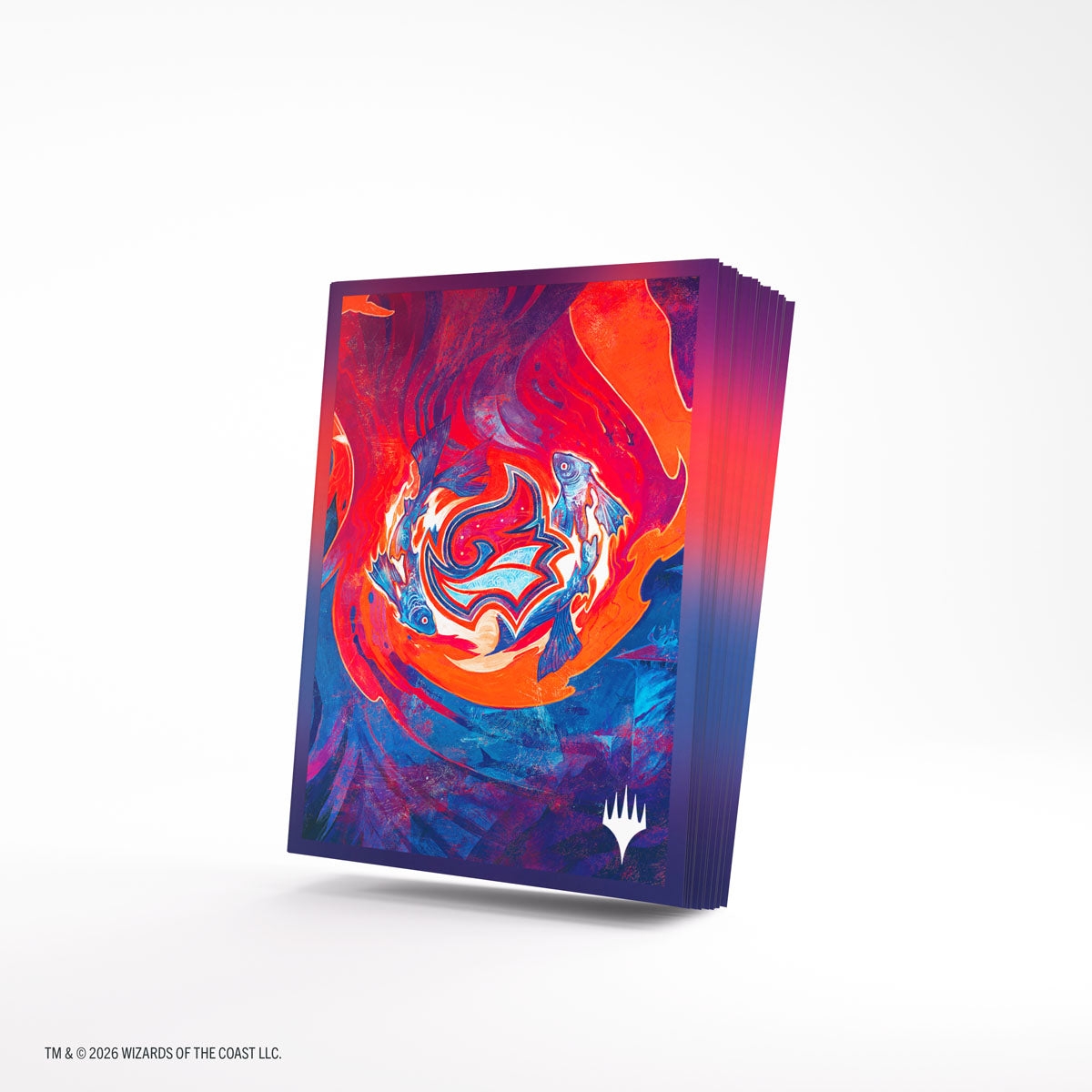 Gamegenic Premium Art Sleeves: Secrets of Strixhaven - Prismari (PREORDER) - Card sleeves featuring vibrant red, orange, and blue swirling abstract art with a white mana symbol at the bottom right.