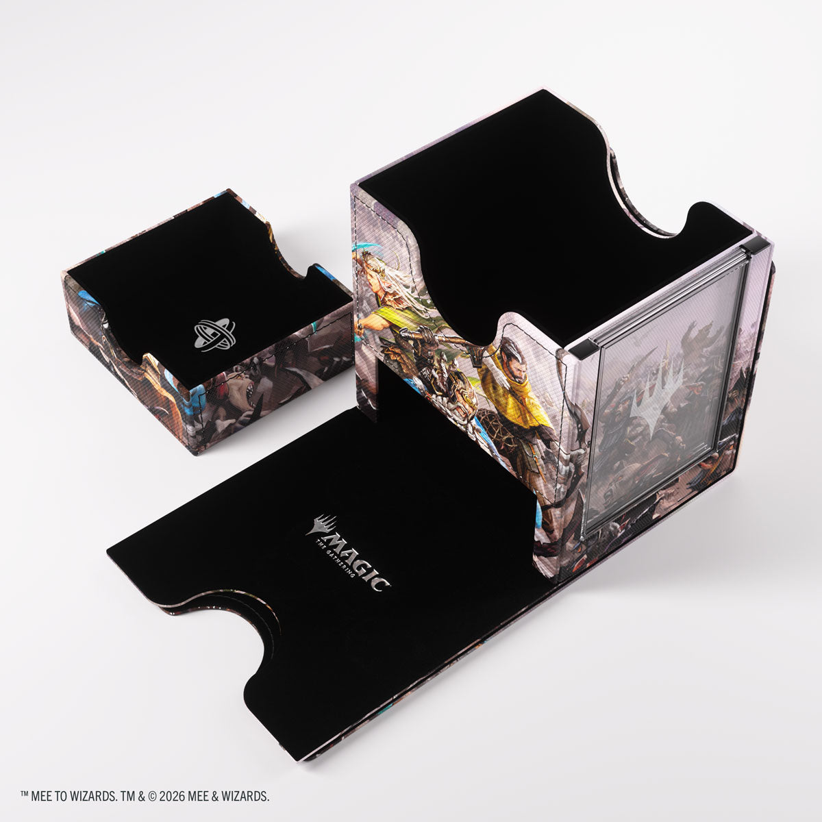 Gamegenic- Magic: The Gathering | The Hobbit Sidekick PRO 100+ XL - Battle of Five armies - Black and illustrated rigid deck box with removable tray and folding playmat, Hobbit-themed design, Battle of Five Armies.