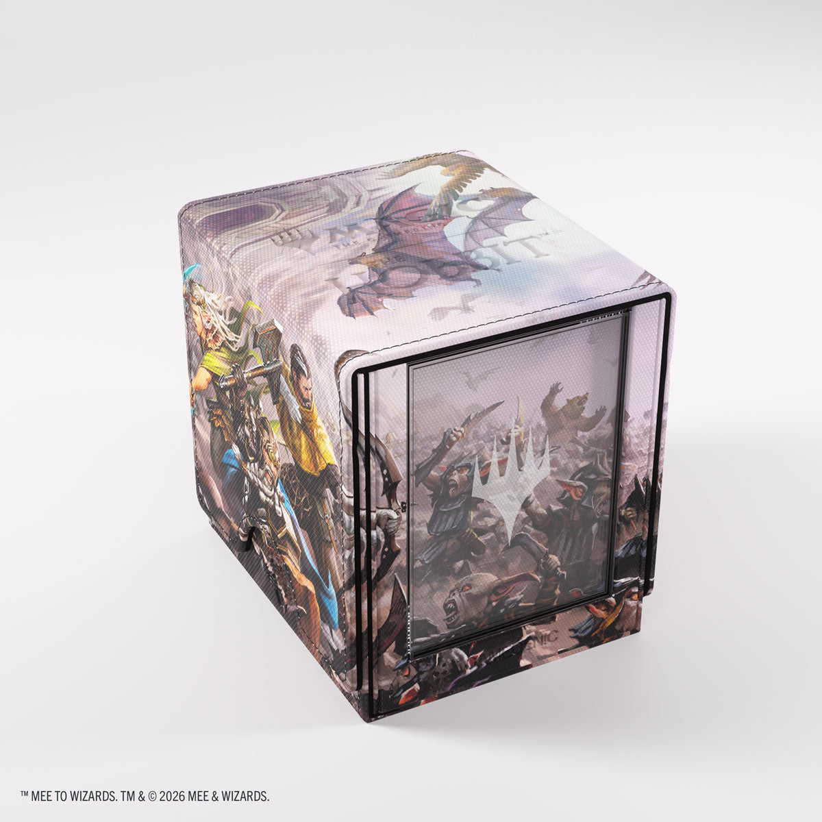 Gamegenic- Magic: The Gathering | The Hobbit Sidekick PRO 100+ XL - Battle of Five armies - Square card deck box with vibrant fantasy artwork featuring armored warriors and a dragon, glossy finish.