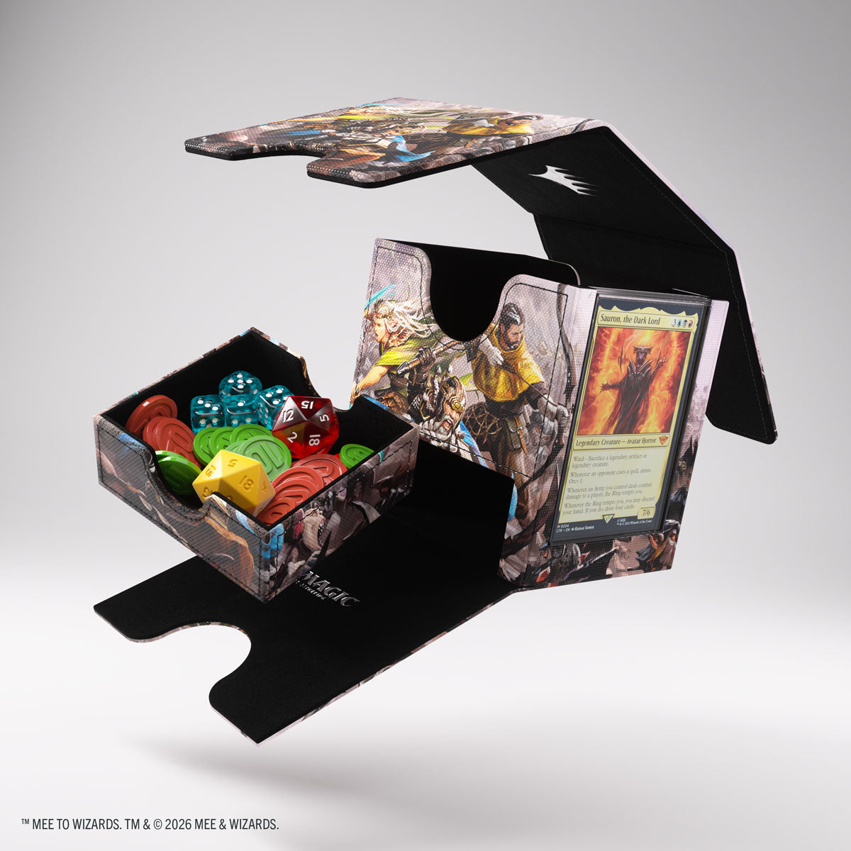 Gamegenic- Magic: The Gathering | The Hobbit Sidekick PRO 100+ XL - Battle of Five armies - The Gathering cards and colorful gaming dice inside.