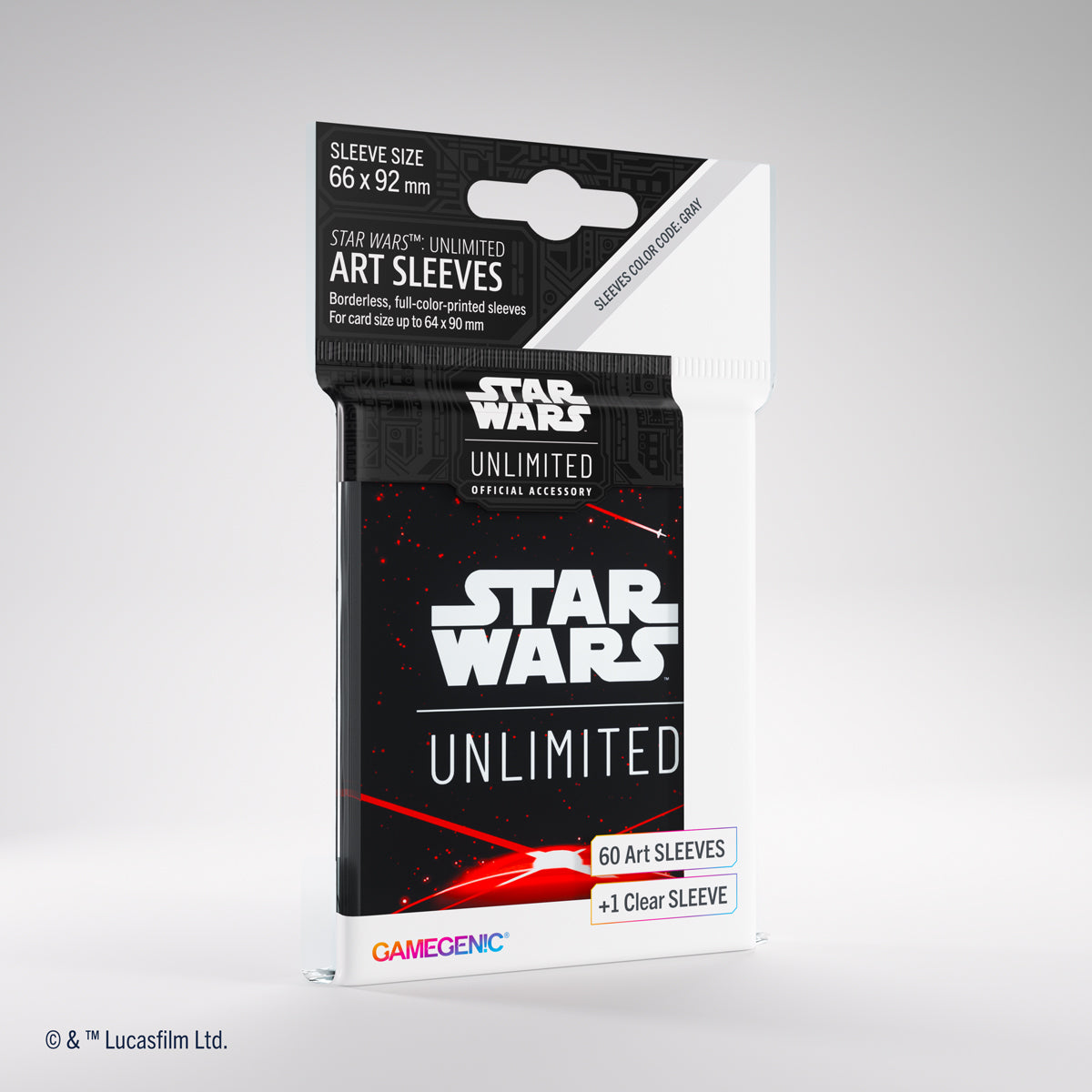 Star Wars: Unlimited Art Sleeves - Space Red - Black and red Star Wars Unlimited card sleeves pack with logo and 60 sleeves label.