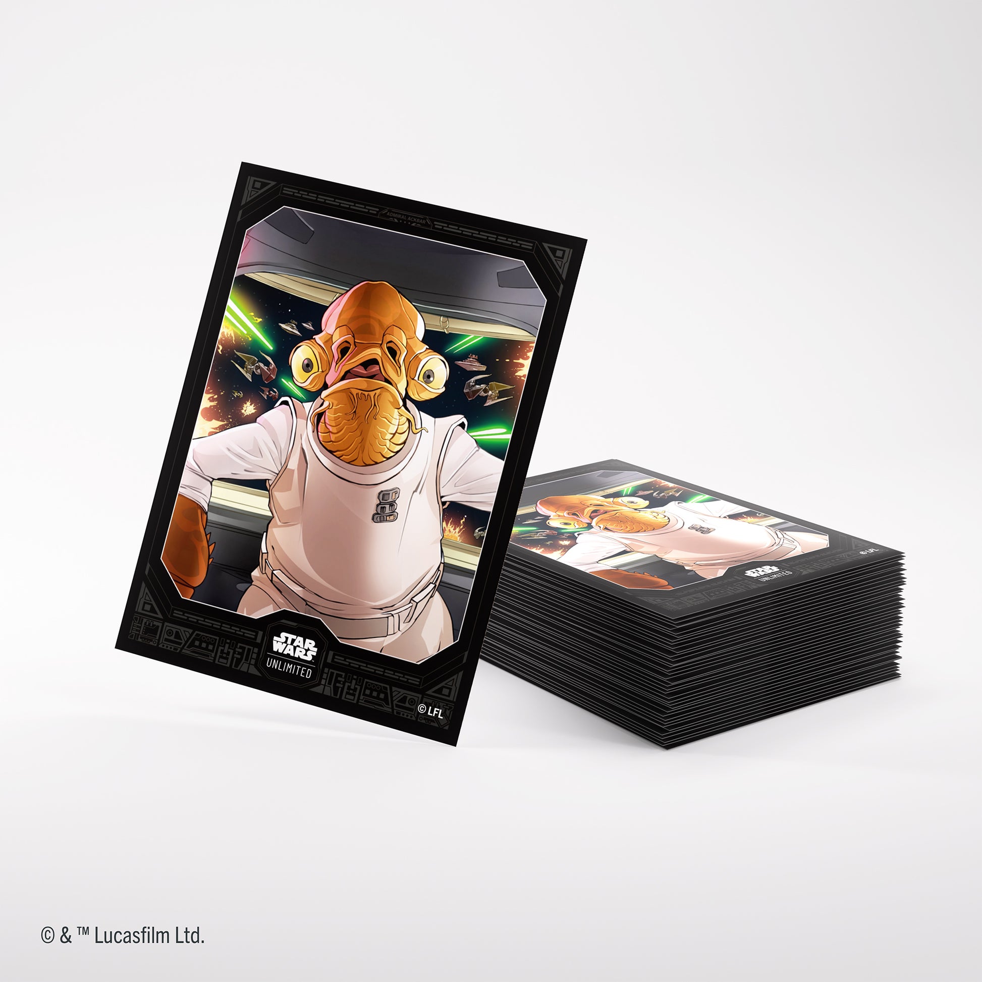 Gamegenic STAR WARS : Unlimited Premium Art Sleeve Admiral Ackbar - Premium card sleeve featuring Admiral Ackbar in a detailed Star Wars sci-fi cockpit design.