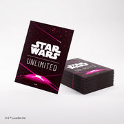 Gamegenic STAR WARS : Unlimited Premium Art Sleeve Card Back Magenta - Magenta card sleeves with Star Wars Unlimited logo and space-themed design.