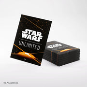 Gamegenic STAR WARS : Unlimited Premium Art Sleeve Card Back Orange - Black and orange premium card sleeve featuring Star Wars Unlimited logo and sleek spaceship design.