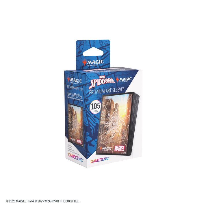 Magic: The Gathering: Marvel's Spider-Man Premium Art Sleeves - Spider-Man Plains - The Gathering card sleeves featuring Marvel's Spider-Man artwork with warm-toned cityscape background.