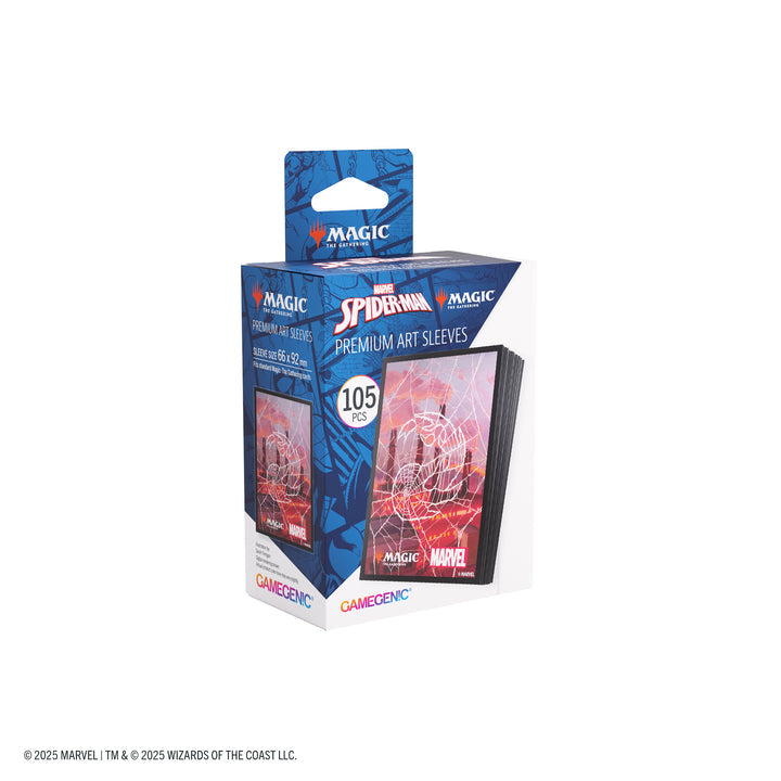 Magic: The Gathering: Marvel's Spider-Man Premium Art Sleeves - Spider-Man Mountain - The Gathering with 105 premium sleeves inside.