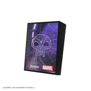 Magic: The Gathering: Marvel's Spider-Man Premium Art Sleeves - Spider-Man Swamp - Deck sleeves featuring a purple background with a white spiderweb skull design and Marvel and Magic logos.