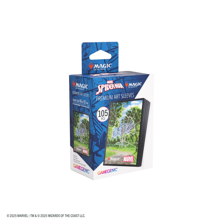 Magic: The Gathering: Marvel's Spider-Man Premium Art Sleeves - Spider-Man Forest - Premium card sleeves featuring Spider-Man in a vibrant forest setting with green foliage and blue sky on glossy finish.