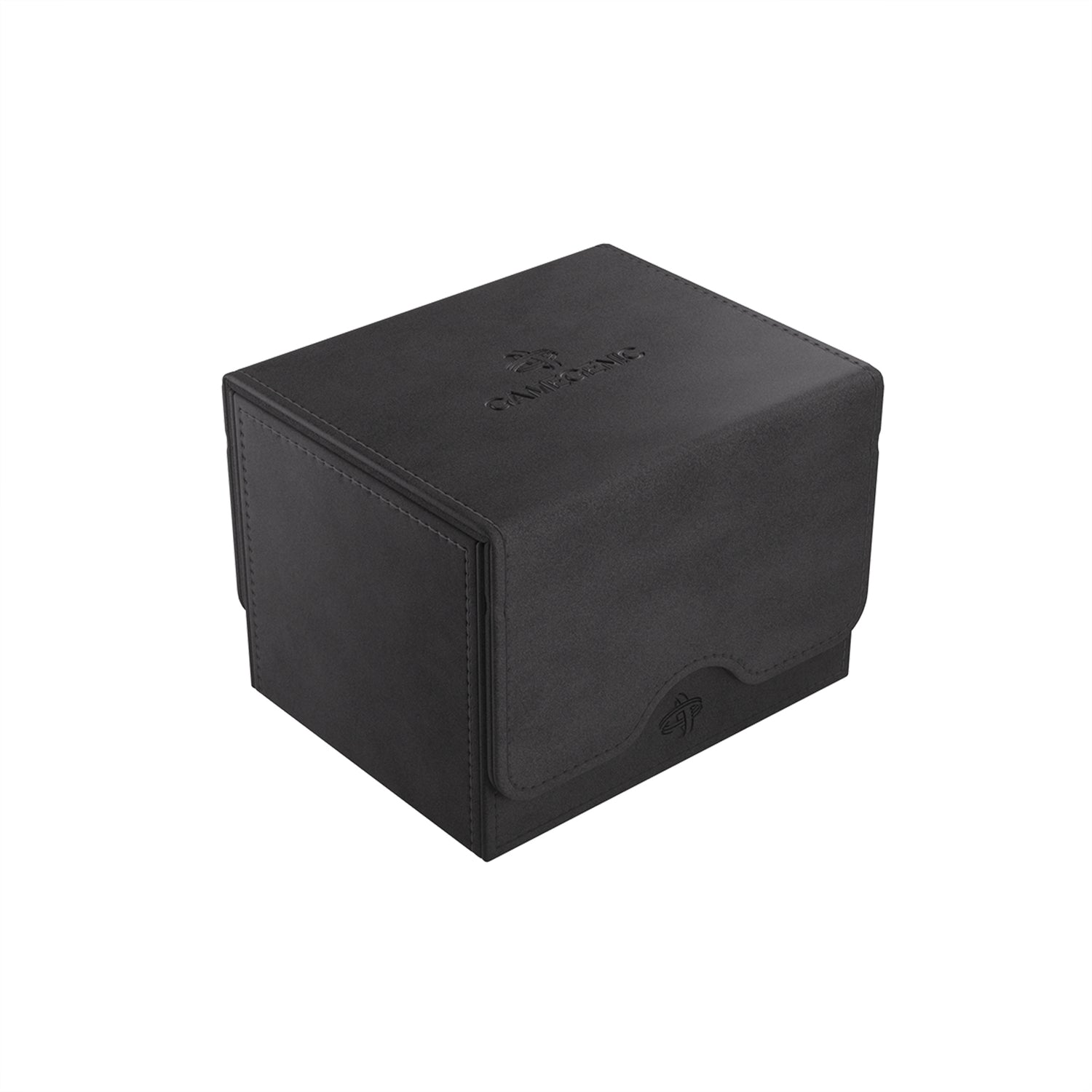 Gamegenic Sidekick 100+ XL - Black - Black rectangular deck box with textured finish and a flap closure designed to hold over 100 cards.