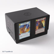 Gamegenic - Star Wars Unlimited - Double Deck Pod - Black - Black rectangular double deck pod with textured surface and clear card display windows showing Star Wars cards.