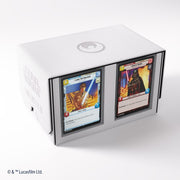 Gamegenic - Star Wars Unlimited - Double Deck Pod - White - White rectangular double deck pod with two visible Star Wars trading cards displayed on the front face, made for card.