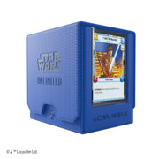 Gamegenic STAR WARS : Unlimited Twin Suns Deck Pod Blue - Blue rectangular plastic deck pod with textured sides, Star Wars Unlimited logo, and a transparent front sleeve holding a.