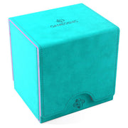 Gamegenic: Sidekick PRO 100+ XL Convertible - Teal/Pink - Teal rectangular deck box with pink stitching and Gamegenic logo embossed on top and front panel.