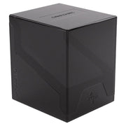 GameGenic Bastion 100+ XL Deck Box - Black - Black matte plastic rectangular deck box with a secure lid and embossed logo on front and side.