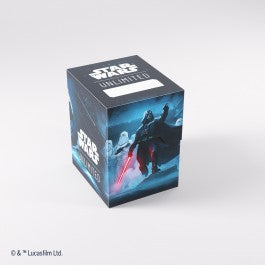 Gamegenic Star Wars: Unlimited Soft Crate Darth Vader - Black soft deck box featuring Star Wars Unlimited logo and Darth Vader with red lightsaber artwork.