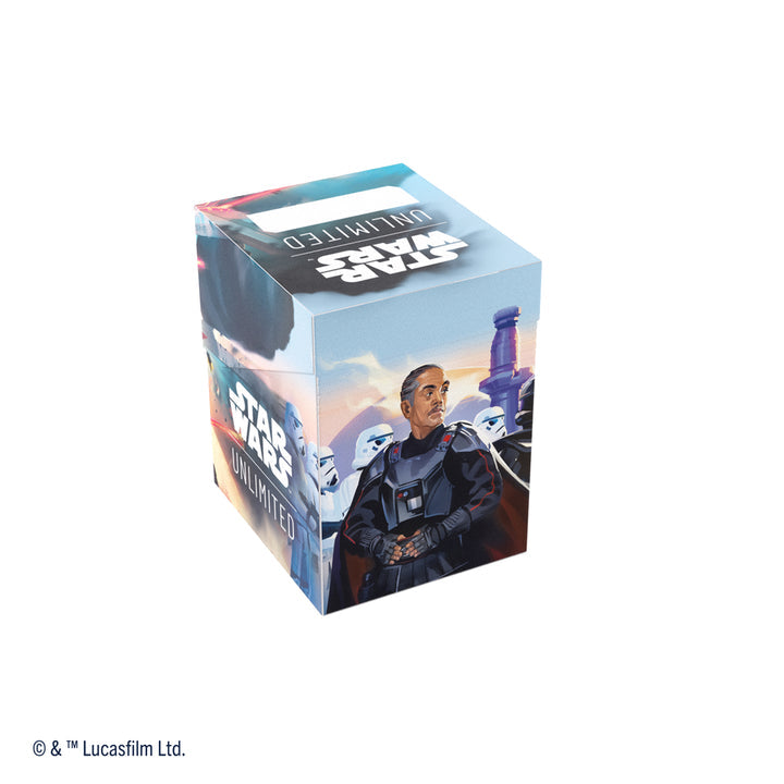 Star Wars: Unlimited Soft Crate - Mandalorian / Moff Gideon - Cube-shaped soft storage crate featuring Star Wars characters Mandalorian and Moff Gideon art with blue and gray tones and a