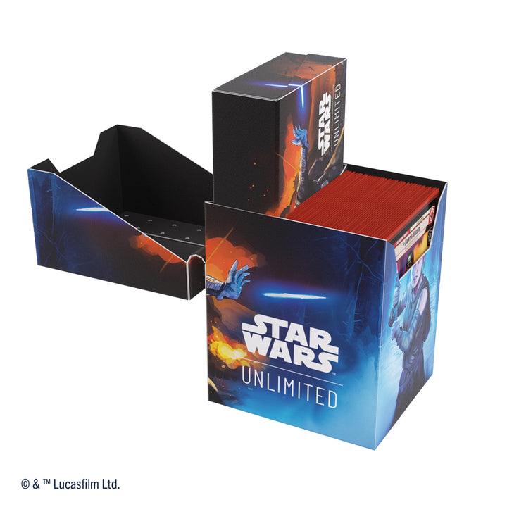 Star Wars: Unlimited Soft Crate - Rey / Kylo Ren - Foldable fabric storage crate featuring Star Wars Unlimited graphics with Rey and Kylo Ren in blue and red tones.
