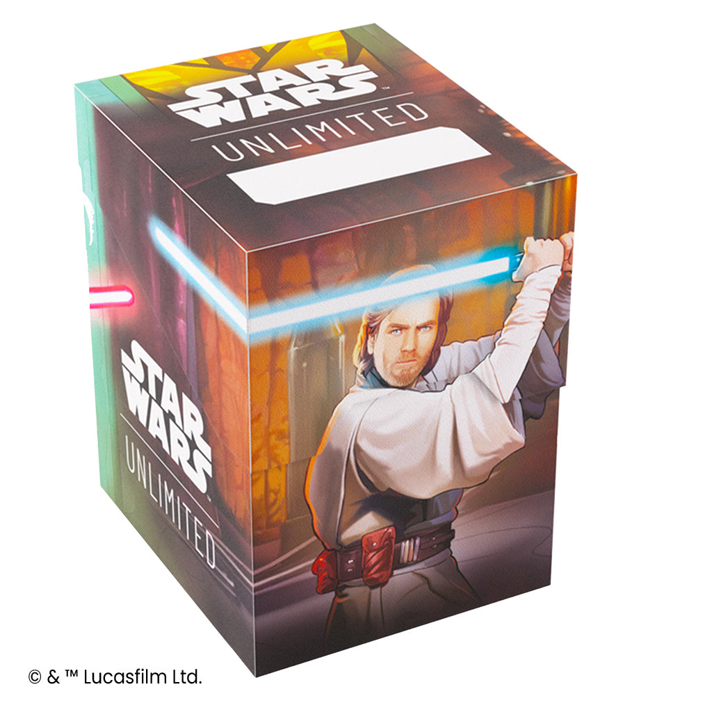 Star Wars: Unlimited Soft Crate - Obi-Wan Kenobi / Darth Maul - Rectangular soft crate featuring Obi-Wan Kenobi with a blue lightsaber and Darth Maul with a red lightsaber, Star Wars.