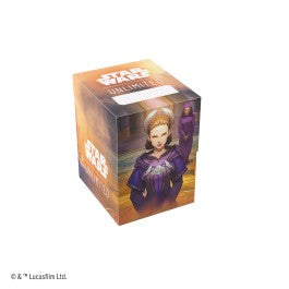 Gamegenic Star Wars : Unlimited Soft Crate - Chancellor Palpatine / Padme Amidala - Star Wars-themed soft deck box featuring Chancellor Palpatine and Padme Amidala artwork, vibrant orange and purple colors.