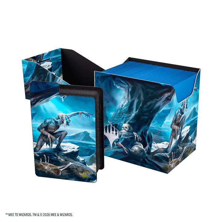 The Hobbit Soft Dynacrate 100+ XL - Riddles in the Dark - Blue soft deck box and matching card box with The Hobbit Riddles in the Dark artwork featuring Gollum and Bilbo in a cave.
