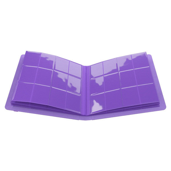 GameGenic 24-Pocket Prime Album - Purple - Open purple card binder with clear 24-pocket pages for trading card storage.