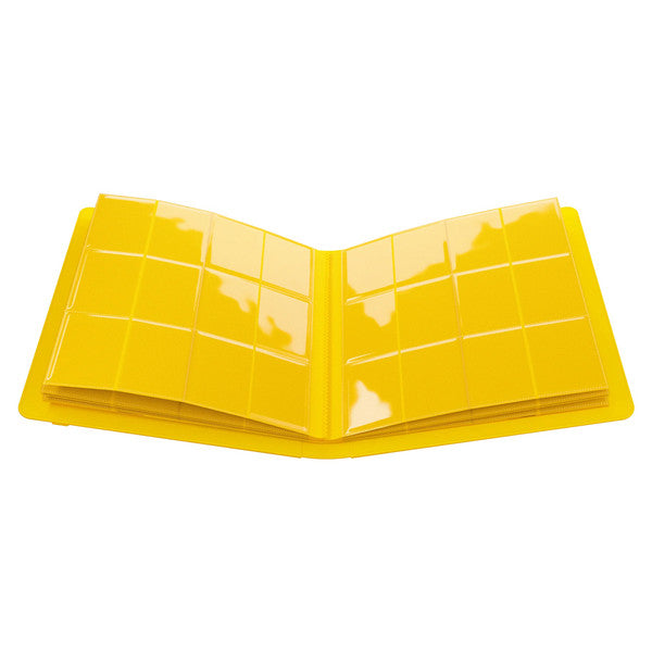 GameGenic 24-Pocket Prime Album - Yellow - Yellow card binder album open to show 24 glossy transparent pockets for cards.