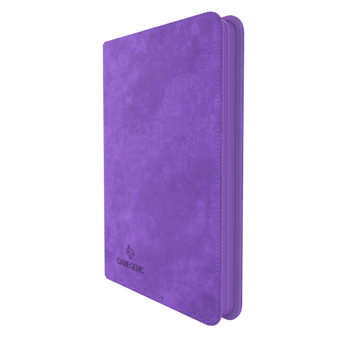 GameGenic 8-Pocket Zip-Up Album - Purple - Purple zip-up card binder with smooth textured cover and GameGenic logo embossed at bottom corner.