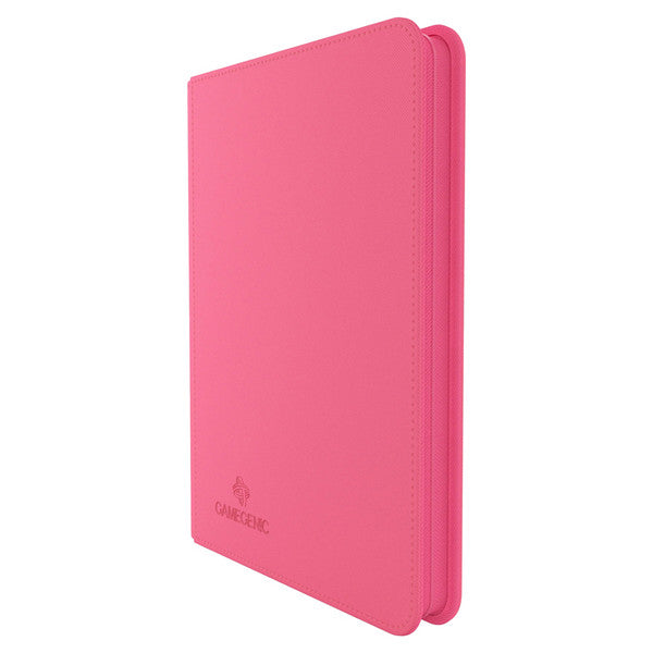 GameGenic 8-Pocket Zip-Up Album - Pink - Pink zip-up card binder album with smooth cover and rounded edges, compact design.