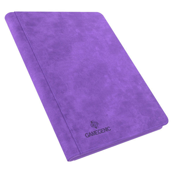 GameGenic 18-Pocket Zip-Up Album - Purple - Purple zip-up card binder album with textured cover and GameGenic logo embossed at bottom right.