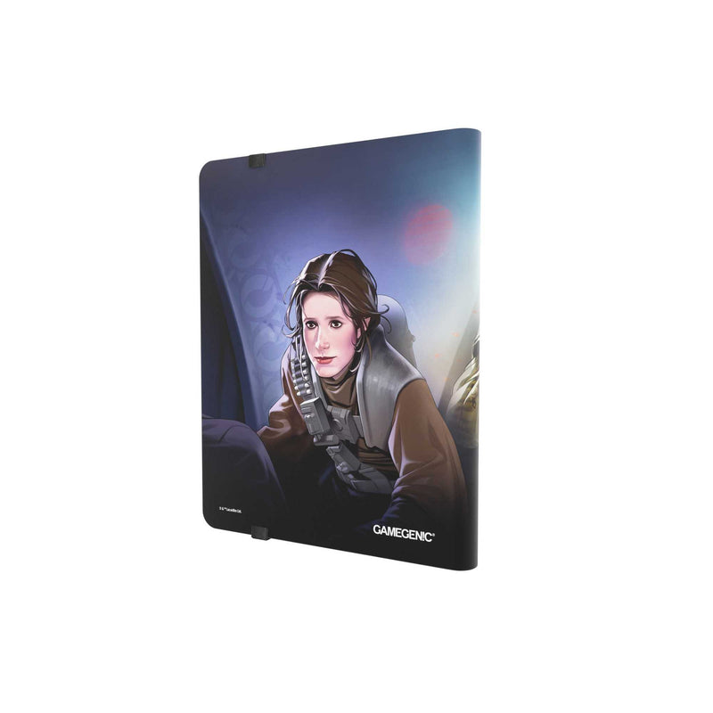 Gamegenic 18-Pocket Casual Album: Star Wars: Unlimited - Leia Organa/Jabba the Hutt (PREORDER) - Black card album featuring Leia Organa in brown outfit from Star Wars against dark sci-fi background.
