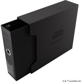 Gamegenic STAR WARS : Unlimited Premium Cardport XL - Matte black rectangular card deck box with sliding outer sleeve and embossed Star Wars Unlimited logo.