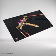 Star Wars: Unlimited Playmat - X-Wing - Black rectangular playmat featuring a detailed X-Wing starfighter with red laser beams and a starry space background.