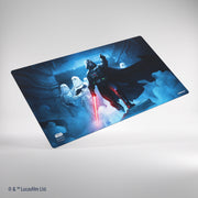 Star Wars: Unlimited Playmat - Darth Vader - Rectangular gaming playmat featuring Darth Vader with a red lightsaber and two stormtroopers in a blue-hued, sci-fi.