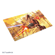 Star Wars: Unlimited Playmat - Battle Driods - Rectangular playmat featuring battle droids in a desert war scene with orange and yellow tones.
