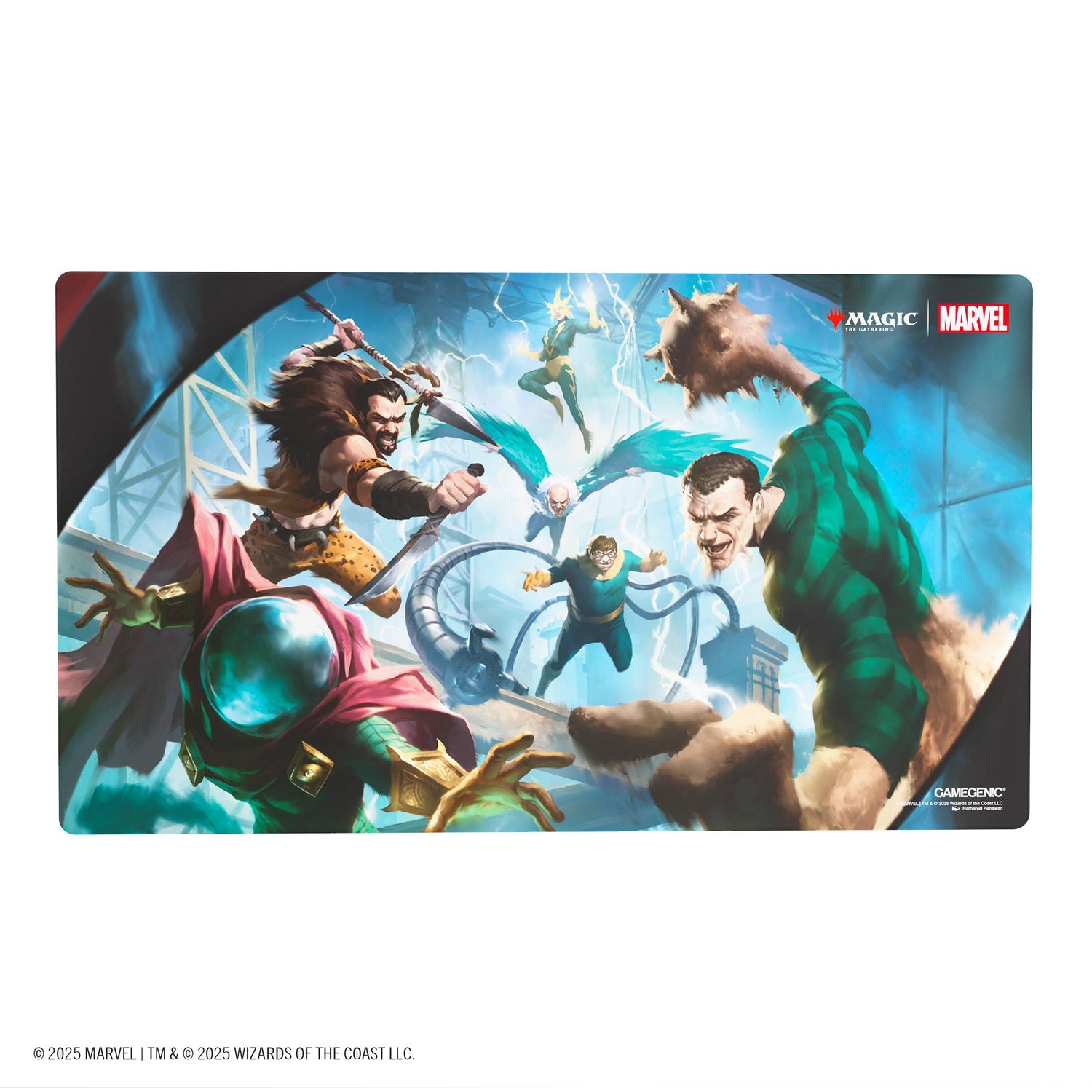 Magic: The Gathering: Marvel's Spider-Man Prime Playmat - Sinister Six - Rectangular playmat featuring dynamic artwork of Marvel’s Spider-Man villains, the Sinister Six, in vibrant colors with a.