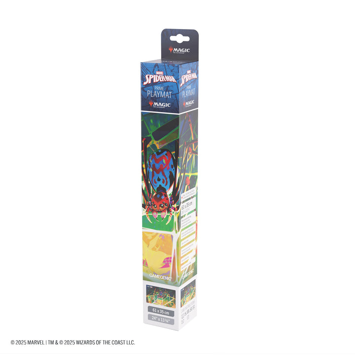 Magic: The Gathering: Marvel's Spider-Man Prime Playmat - Spider - Black rectangular playmat featuring Marvel's Spider-Man artwork with red, blue, and white spider logo and web patterns.