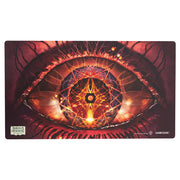 Arkham Horror: Playmat - Truth is Out There (PREORDER) - Rectangular gaming playmat featuring a large, detailed fiery red eye with intricate geometric patterns in the iris on a dark